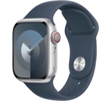 Apple Watch Series 9, Cellular, 41mm, Silver, Storm Blue Sport Band - S/M MRHV3QC/A