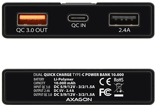 AXAGON QC3.0 IN/OUT Type-C ALU power bank 10000mAh_1768542824