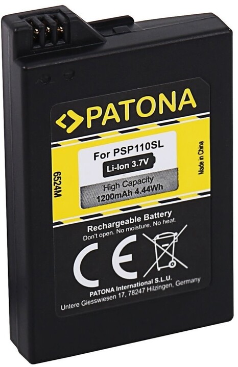 PATONA baterie pro herní konzoli Sony PSP 2000/PSP 3000 Portable, 1200mAh, Li-lon, 3,7V_1549860762