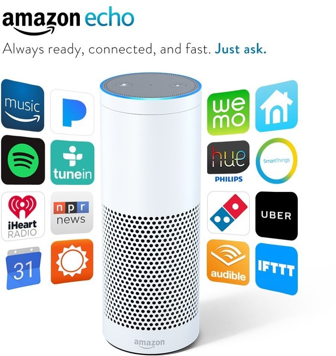 Amazon Echo - reproduktor s umělou inteligencí, bílá (EU distribuce) + redukce EU_1465781498