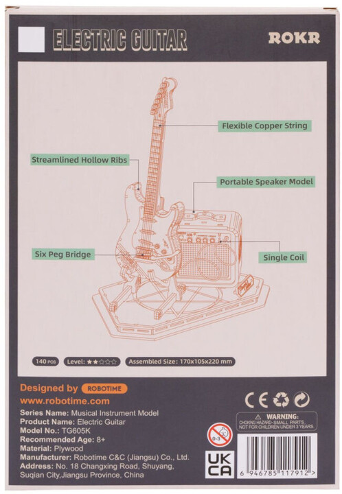 Stavebnice RoboTime - Elektrická kytara, dřevěná_669298008