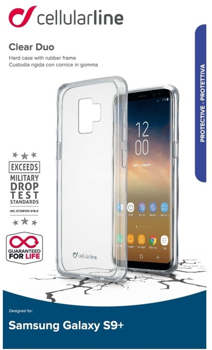 CellularLine zadní čirý kryt s ochranným rámečkem CLEAR DUO pro Samsung Galaxy S9 Plus_786763964