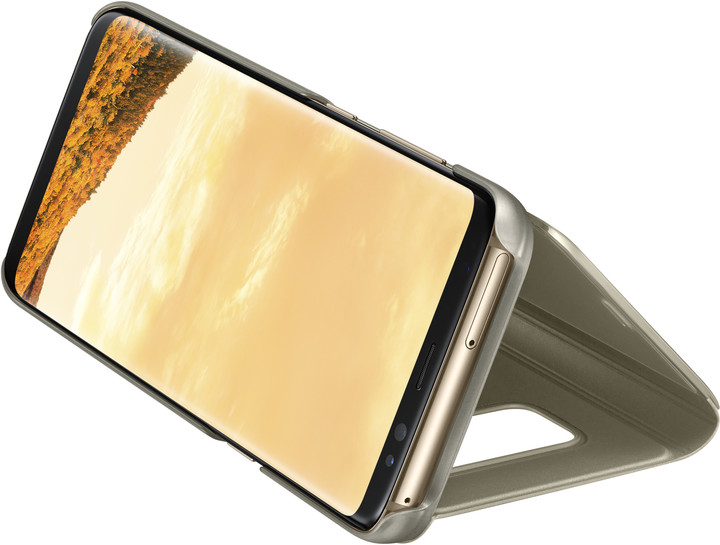 Samsung S8 Flipové pouzdro Clear View se stojánkem, zlatá_413135807