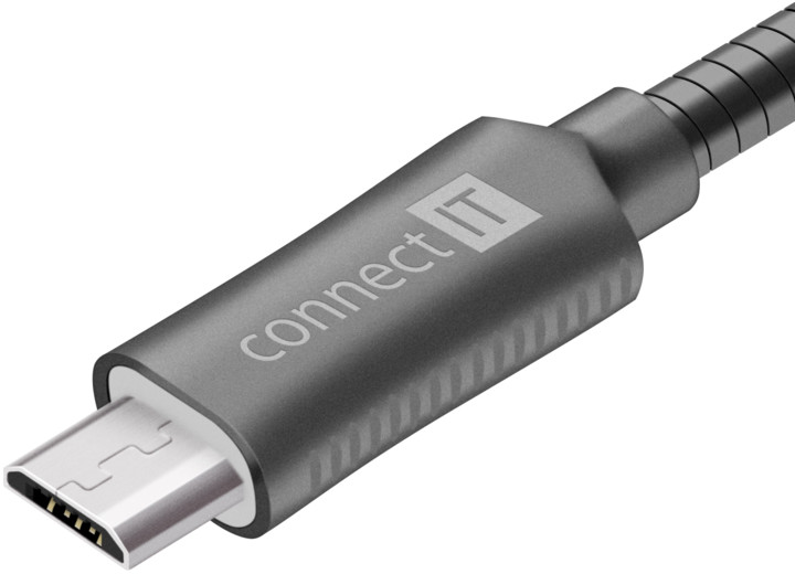 CONNECT IT Wirez Steel Knight Micro USB - USB, metallic anthracite, 1 m