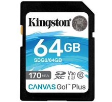 Kingston SDXC Canvas Go! Plus 64GB 170MB/s UHS-I U3 Poukaz 200 Kč na nákup na Mall.cz