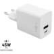 FIXED síťová nabíječka Mini s USB-C + USB-A, PD, 45W, bílá_2126816457