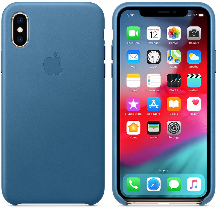 Apple kožený kryt na iPhone XS, modrošedá_82929745