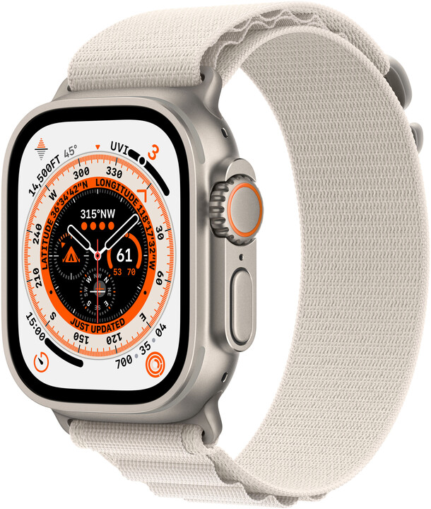 Apple Watch Ultra, 49mm, Cellular, Titanium, Starlight Alpine Loop - Small_847417047