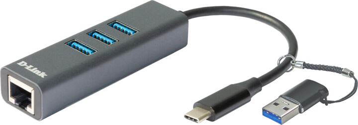 D-Link DUB-2332, USB-C/USB Hub, 3x USB 3.0, LAN 1 Gbps_1072197918