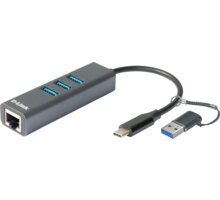 D-Link DUB-2332, USB-C/USB Hub, 3x USB 3.0, LAN 1 Gbps