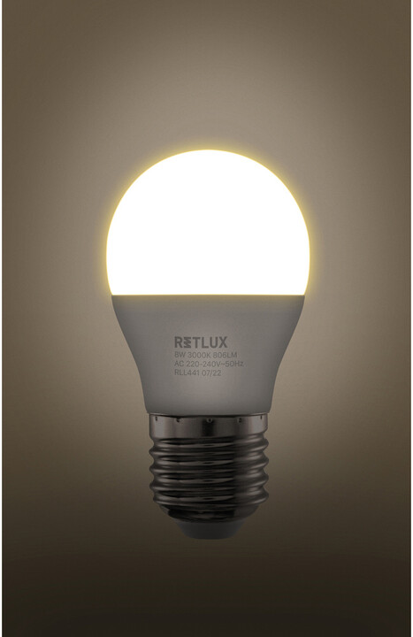 Retlux žárovka RLL 441, LED G45, E27, 8W, teplá bílá_1089482100