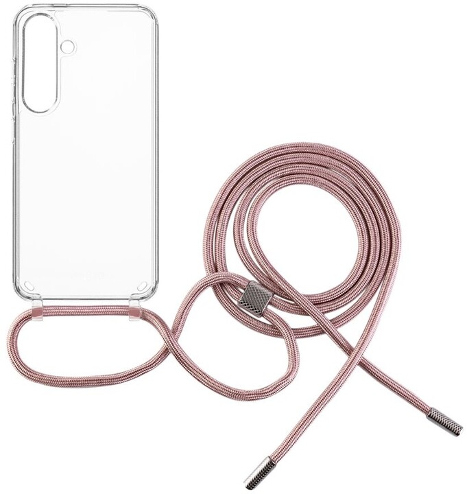FIXED zadní kryt Pure Neck s růžovou šňůrkou na krk pro Samsung Galaxy S24_1779003553