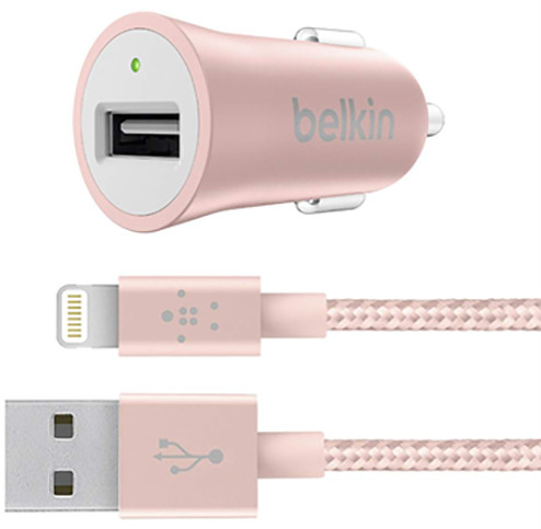 Belkin USB nabíječka do auta 2,4A/5V MIXIT Metallic + Lightning kabel - růžově zlatá_1937672038