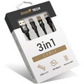 RhinoTech nabíjecí a datový kabel 3v1 USB-A - MicroUSB + Lightning + USB-C, 1.2m, černá_384514052