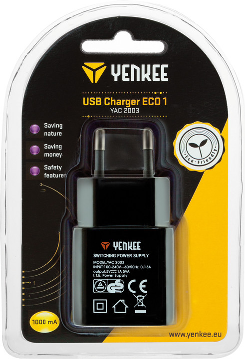YENKEE YAC 2003BK USB Nabíječka 1000mA_668033526