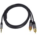 PremiumCord stíněný kabel stereo Jack 3.5mm - 2x CINCH, M/M, HQ, 5m, černá_648646646