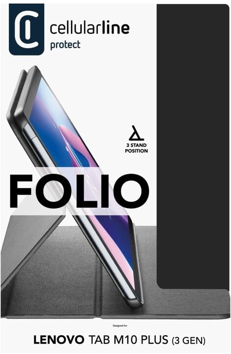 Cellularline pouzdro se stojánkem Folio pro Lenovo Tab M10 Plus (3 Gen), černá_1843222786