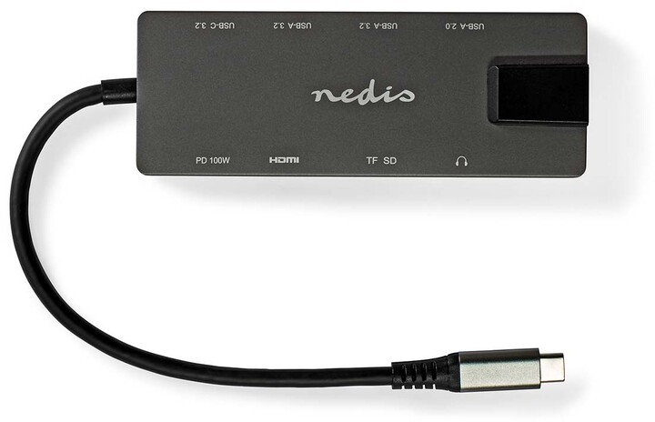 Nedis Multiportový adaptér USB-C, 3xUSB-A, 2xUSB-C, HDMI, RJ45, SD &amp; MicroSD, 3.5mm jack_285804253