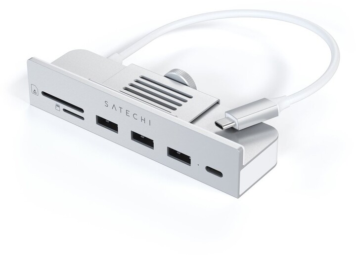 Satechi USB-C Clamp Hub iMac 24&quot; (2021), USB-C 5 Gbps, 3x USB-A 3.0 5 Gbps, stříbrná_805142335