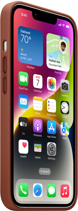 Apple kožený kryt s MagSafe pro iPhone 14, cihlově hnědá_1739038681