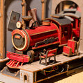 Stavebnice RoboTime miniatura domečku Kouzelnické nádraží, zarážka na knihy, dřevěná, LED_1905108870