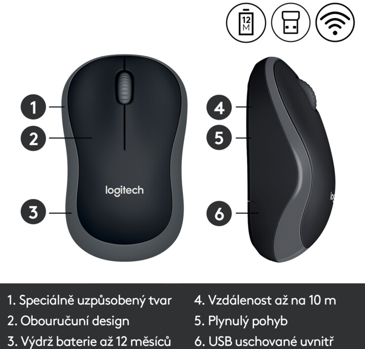 Logitech Wireless Mouse M185, šedá_803301887