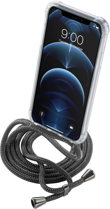 Cellularline zadní kryt s černou šňůrkou na krk pro Apple iPhone 12/12 Pro, transparentní_1525840290