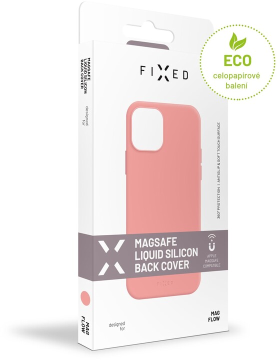 FIXED tvrzený silikonový kryt MagFlow pro iPhone 12 Pro Max, komaptibilní s MagSafe, růžová_813391187