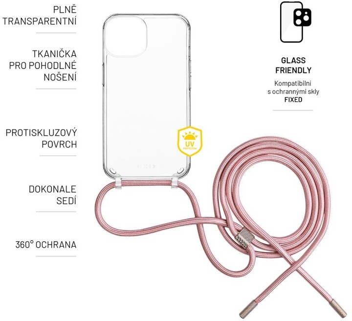 FIXED zadní kryt Pure Neck s růžovou šňůrkou na krk pro Samsung Galaxy A54 5G_505690395