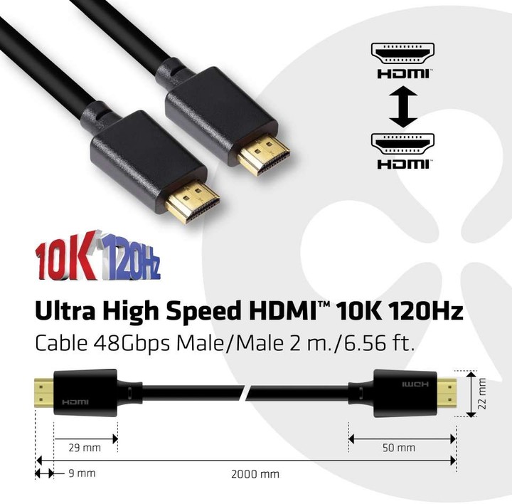 Club3D kabel HDMI 2.1, Ultra High Speed, 10K 120Hz (M/M), 2m_1810060317