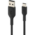 Belkin kabel USB-A - USB-C, M/M, opletený, 15cm, černá_460261453