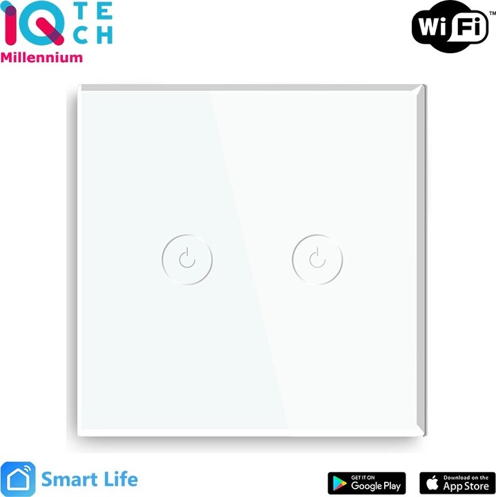 iQtech SmartLife chytrý vypínač 2x NoN, WiFI, Bílá_1094586062