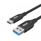 MAX kabel USB-A - USB-C, USB 3.0, opletený, 1m, černá