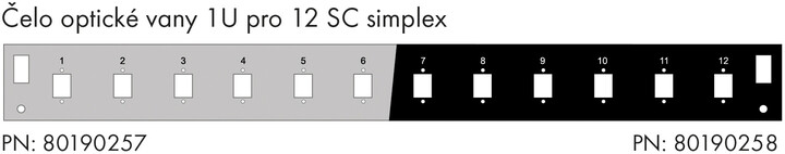 Solarix čelo optické vany 1U, pro 12 SC simplex, RAL 7035, s montážními otvory_861034944