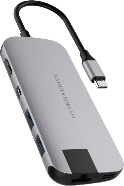 HYPER slim USB-C Hub, šedá