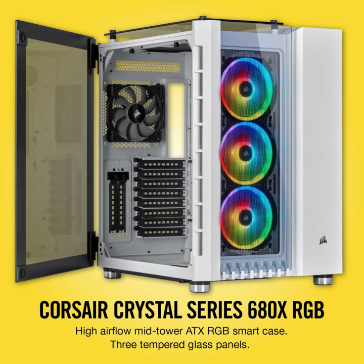 Corsair Crystal 680X RGB, okno, bílá_366631037