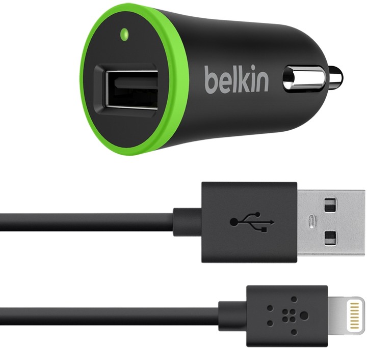 Belkin micro nabíječka do auta 2,4A + Lightning kabel, černá_1645689471