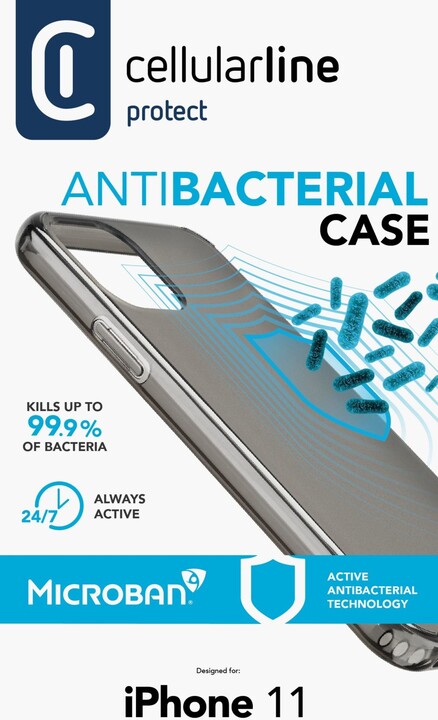 Cellularline ochranný kryt pro iPhone 11, antimikrobiální, černá_1080453712