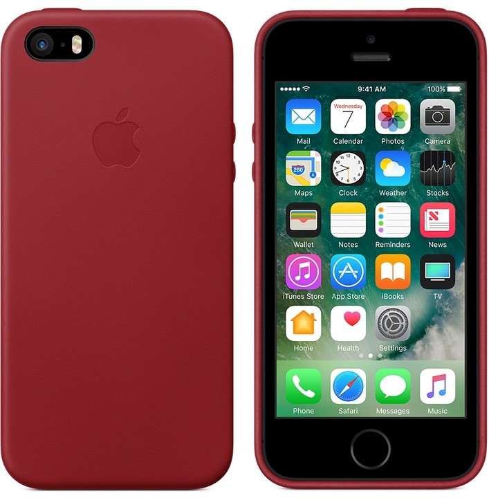 Apple kožený kryt na iPhone SE (PRODUCT)RED, červená_571589059