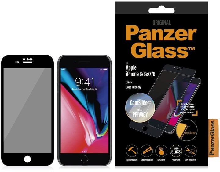 PanzerGlass Edge-to-Edge Privacy pro Apple iPhone 6/6s/7/8 s CamSlider, černá_718135951