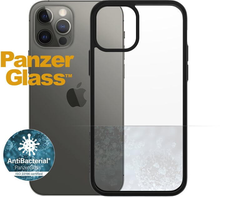 PanzerGlass ochranný kryt ClearCase pro Apple iPhone 12/ 12 Pro 6.1", antibakteriální, černá