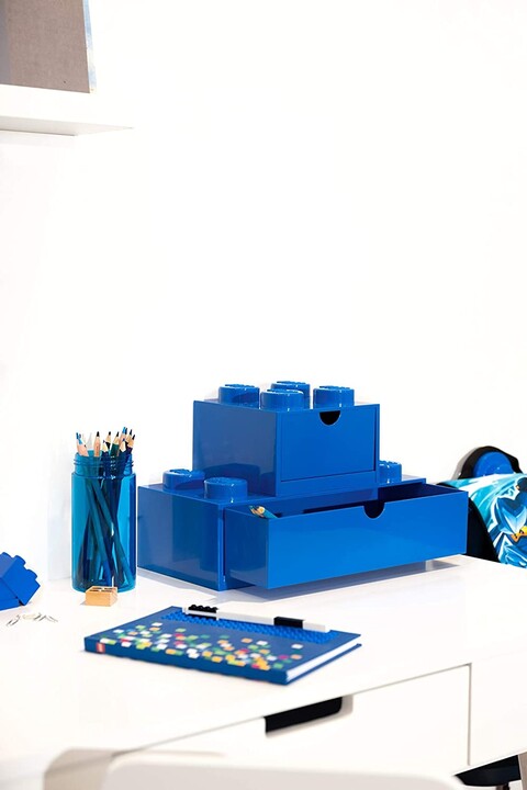 Stolní box LEGO, se zásuvkou, velký (8), modrá