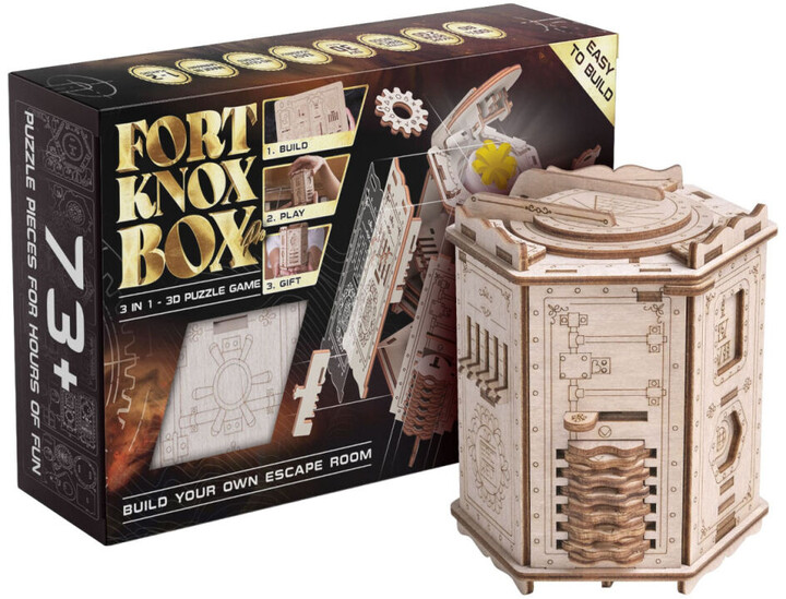 Hlavolam EscapeWelt - Fort Knox Pro, dřevěný, 3D mechanická skládačka_1336471342