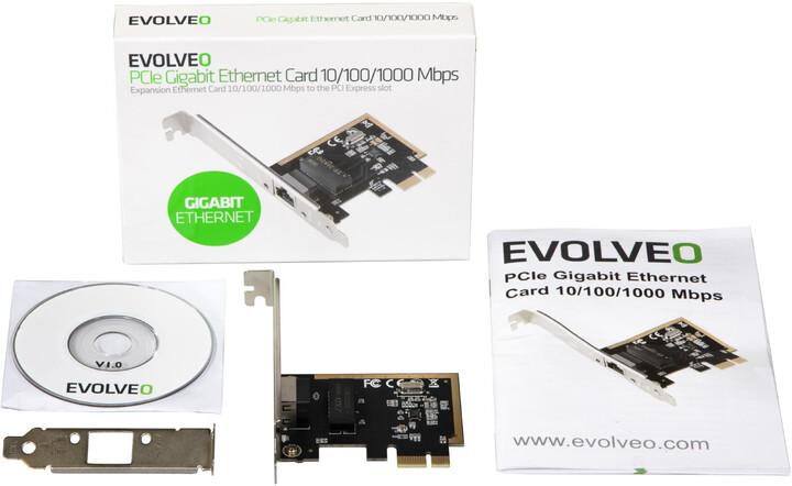 Evolveo PCIe Gigabit Ethernet Card 10/100/1000 Mbps_982487383