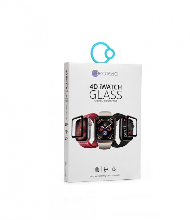 COTEetCI tvrzené sklo Black-Rim pro Apple Watch 6, 44mm, Full Glue, 4D, černá_1589782406