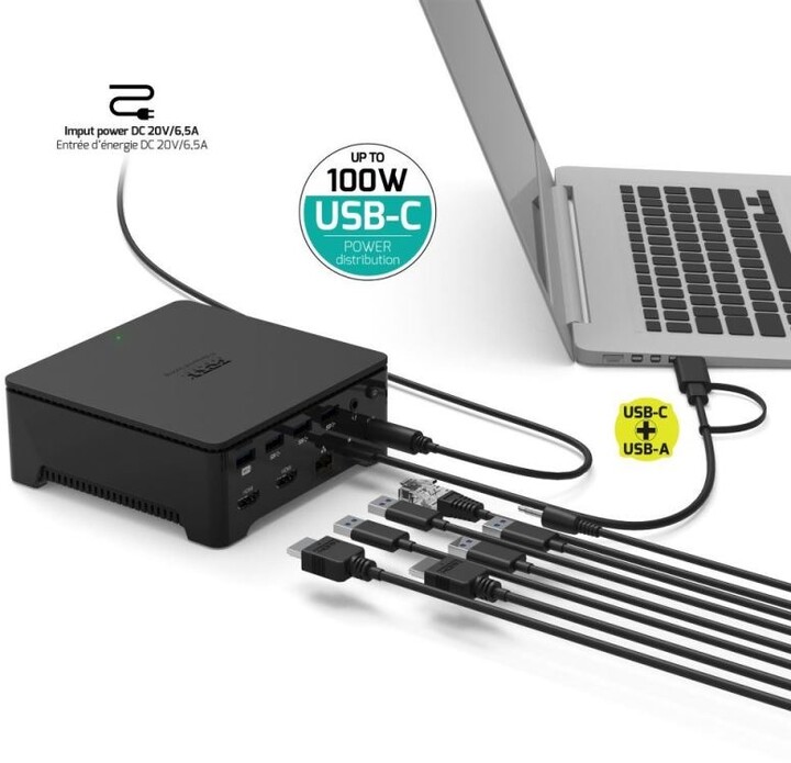 PORT CONNECT Dokovací stanice 8v1 USB-C/A, 2x 2K, dual video, HDMI, Ethernet, 3,5mm jack_116978848