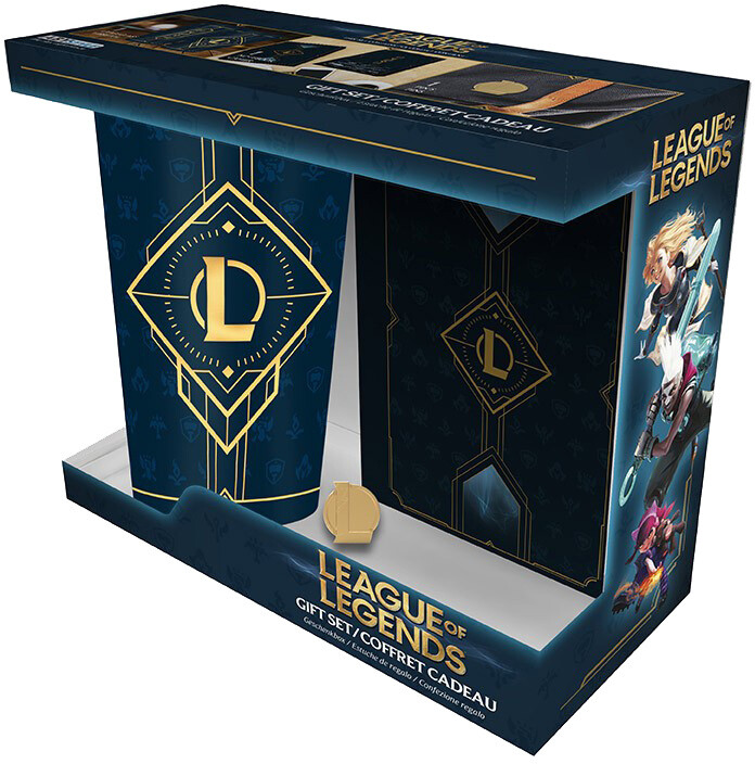 Dárkový set League of Legends - Hextech Logo, sklenice, pin, zápisník, 400ml_510730698