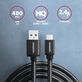AXAGON kabel USB-A - micro USB2.0 HQ, 2.4A, opletený, 1.5m, černá_1733078017