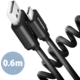 AXAGON kabel USB-A - USB-C TWISTER USB2.0, 3A, kroucený, 0.6m, černá_1088340982