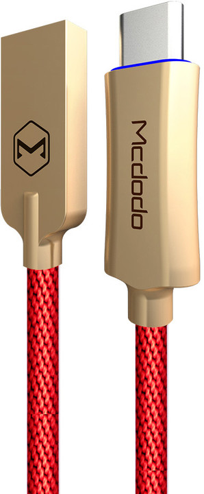 Mcdodo Knight rychlonabíjecí datový kabel USB-C s inteligentním vypnutím napájení, 1m, červená_2116954620